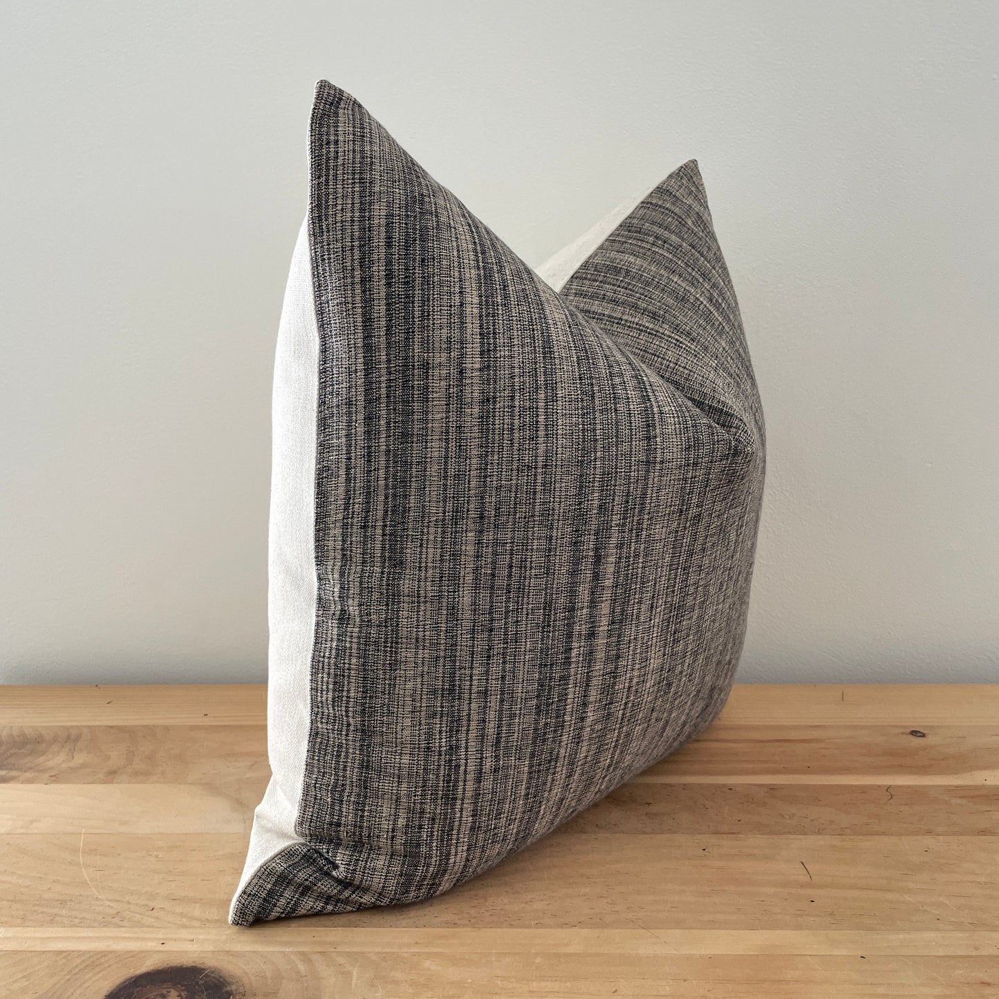 Black and Natural Stripe Pillow Cover