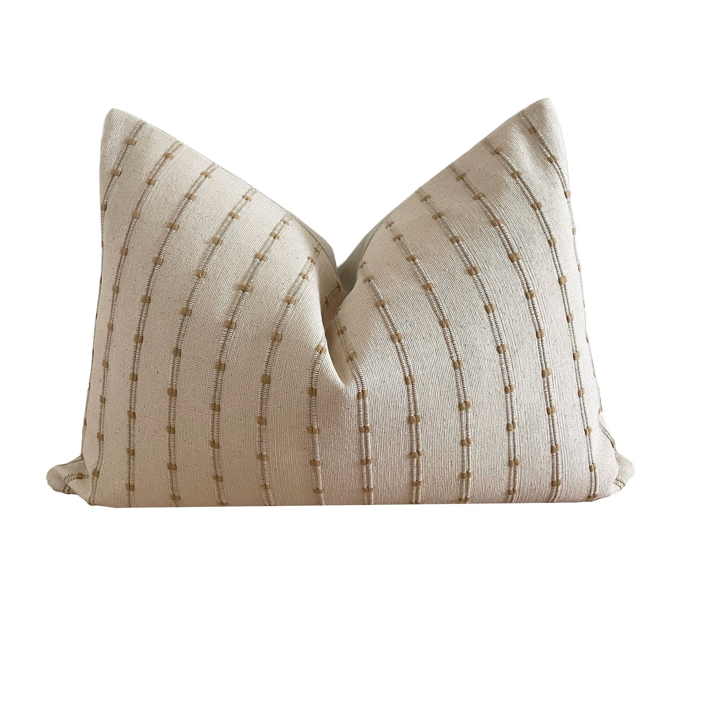 Woven Cream and Ochre Stripe Lumbar Pillow Cover