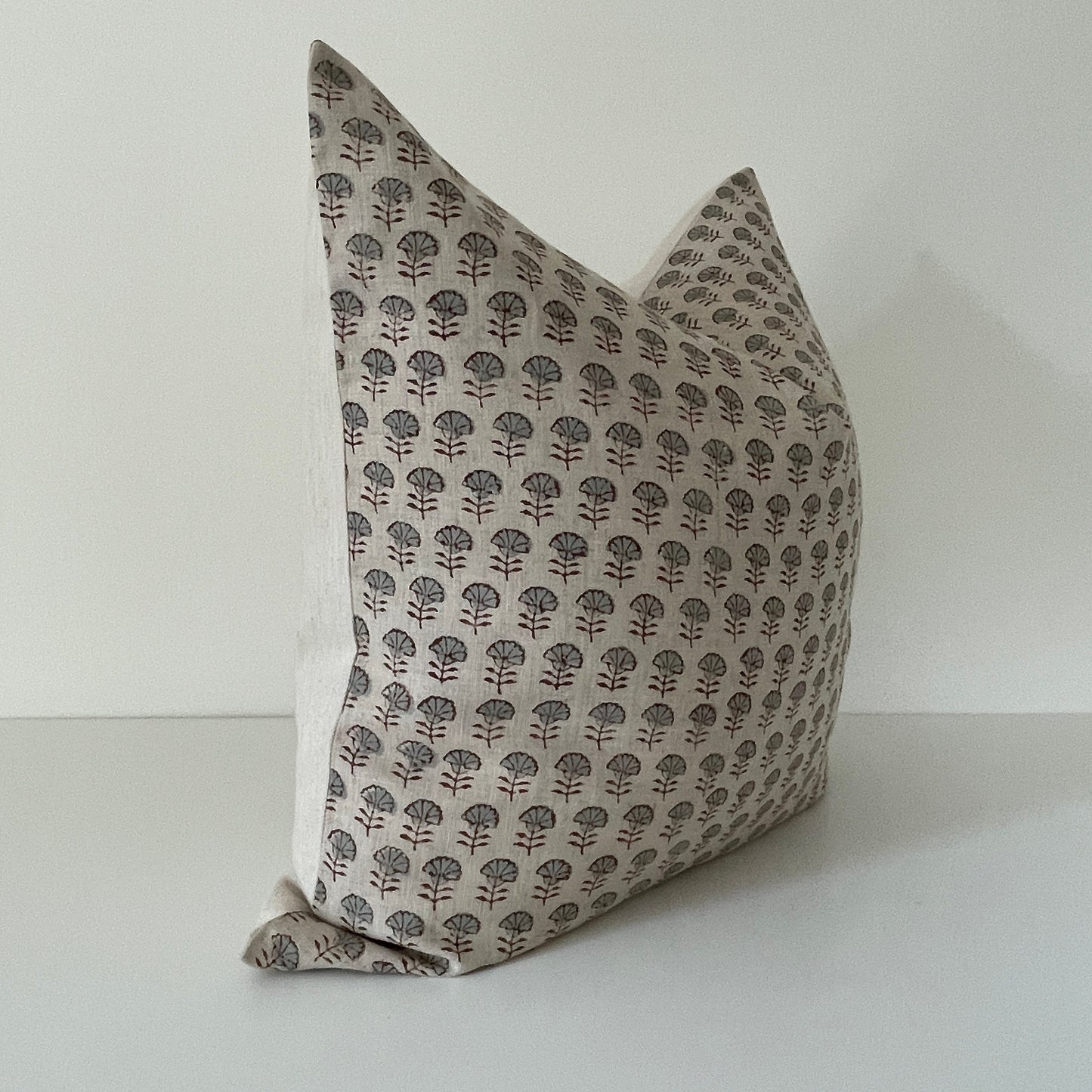 Block Print Linen Pillow Cover, Neutral Pillow Cover