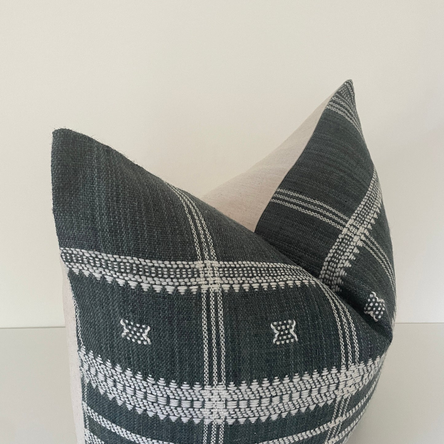 Gray Wool Pillow Cover with Fringe