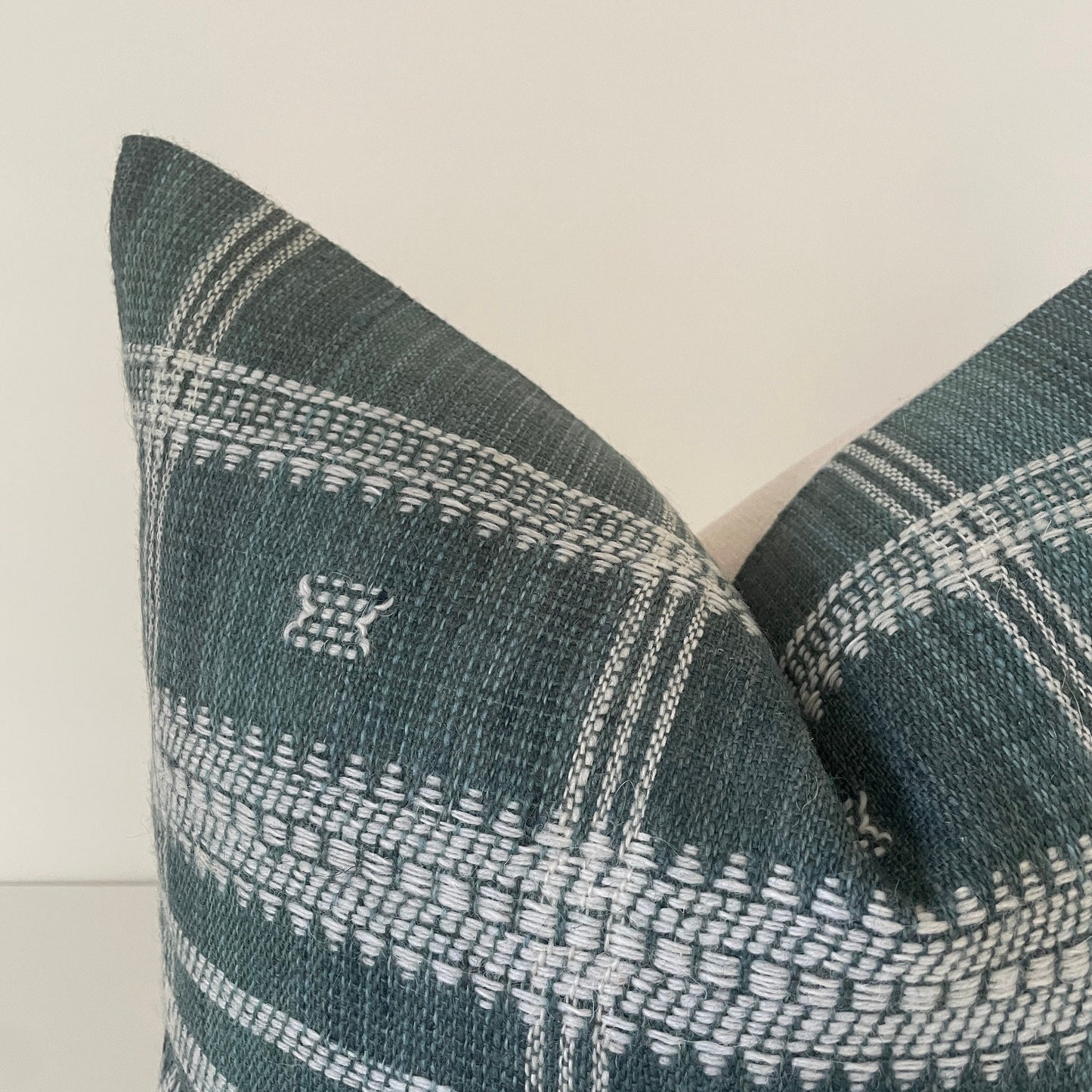 Blue Green Wool Pillow Cover, Designer Woven Pillows