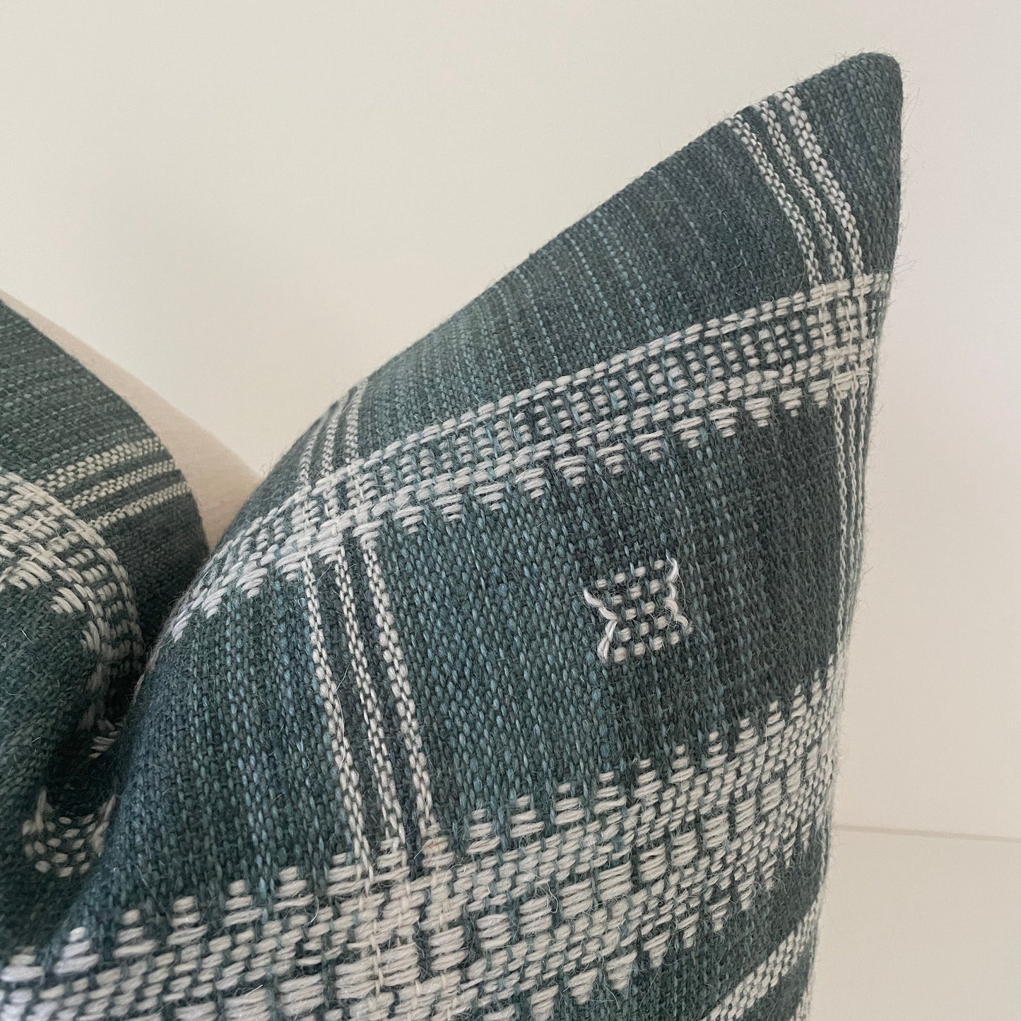 Blue Green Wool Pillow Cover, Designer Woven Pillows