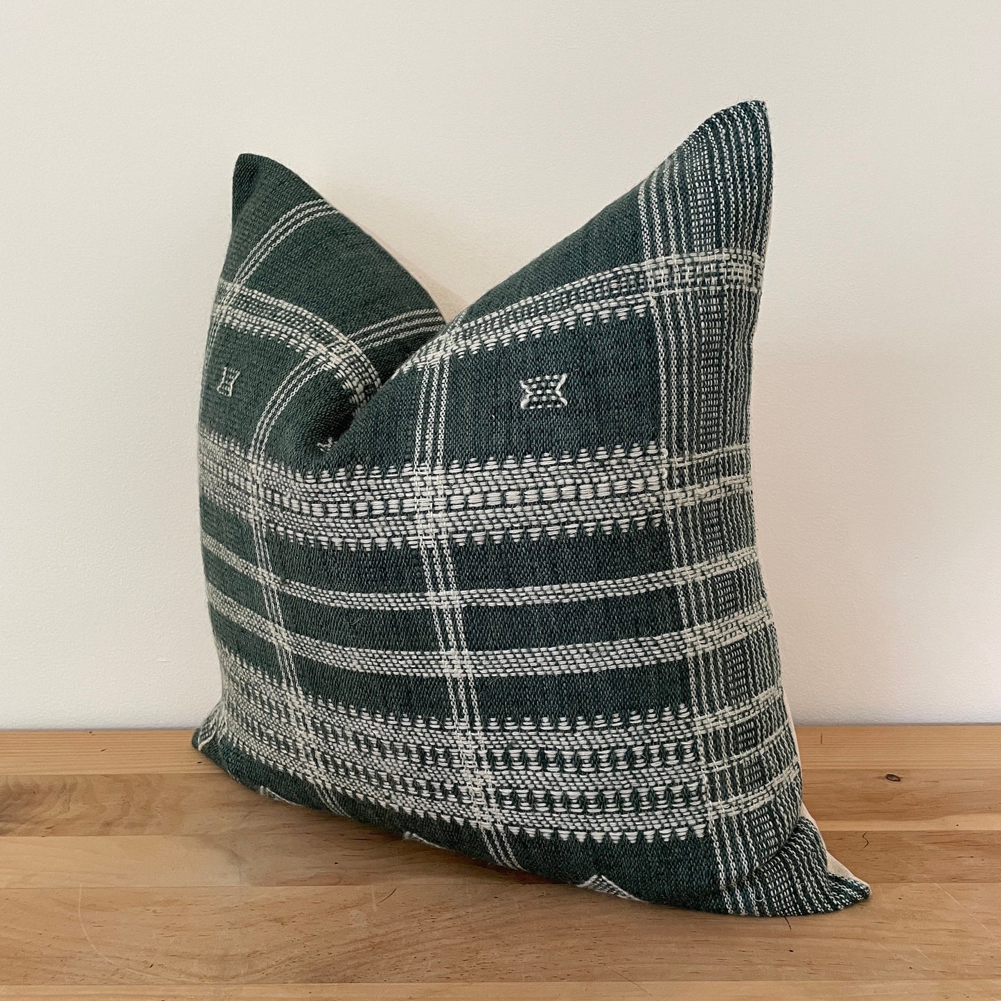 Green Wool Pillow Cover, Designer Woven Pillows