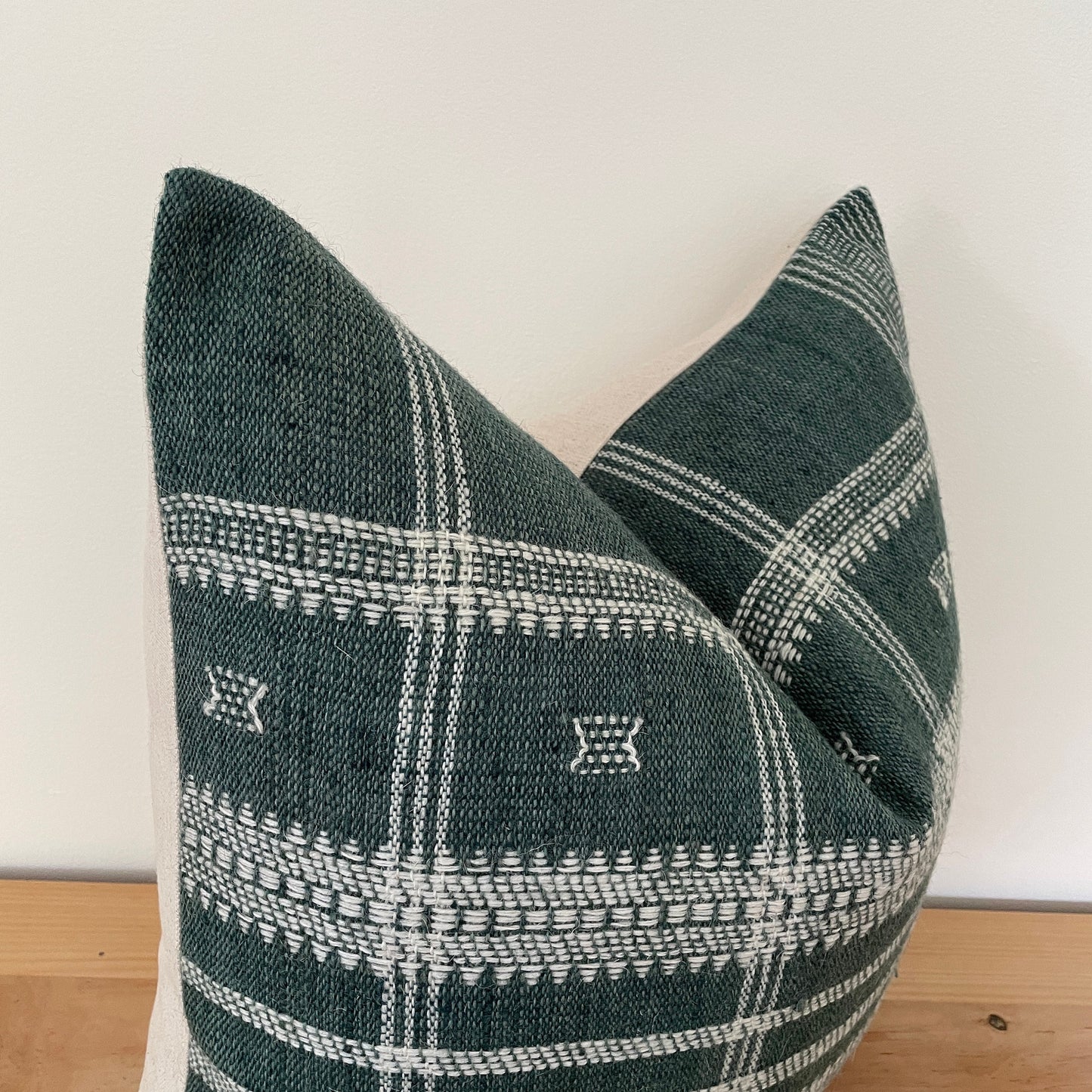 Green Wool Pillow Cover, Designer Woven Pillows