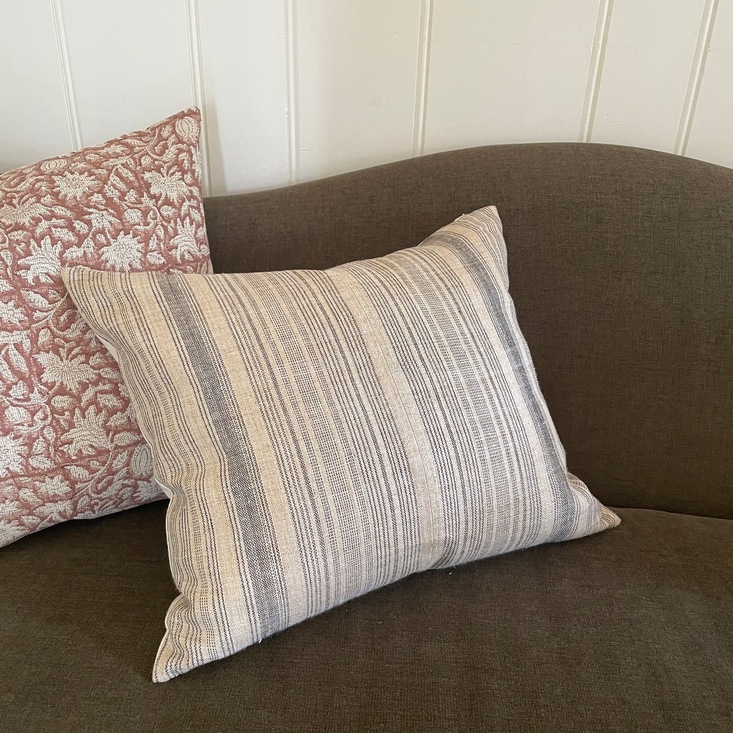 Natural Stripe Hmong Pillow Cover, Hemp Stripe Pillow