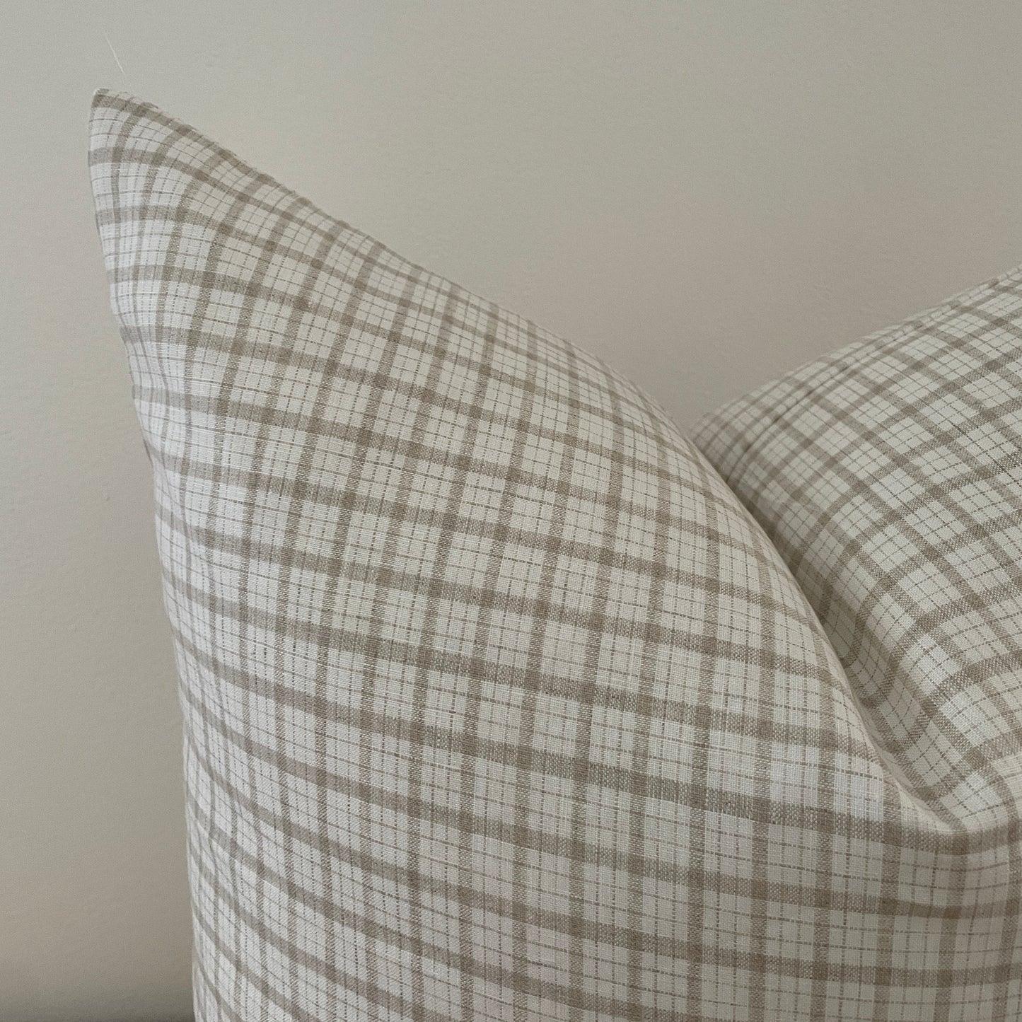 Cream and Natural Plaid Pillow Cover