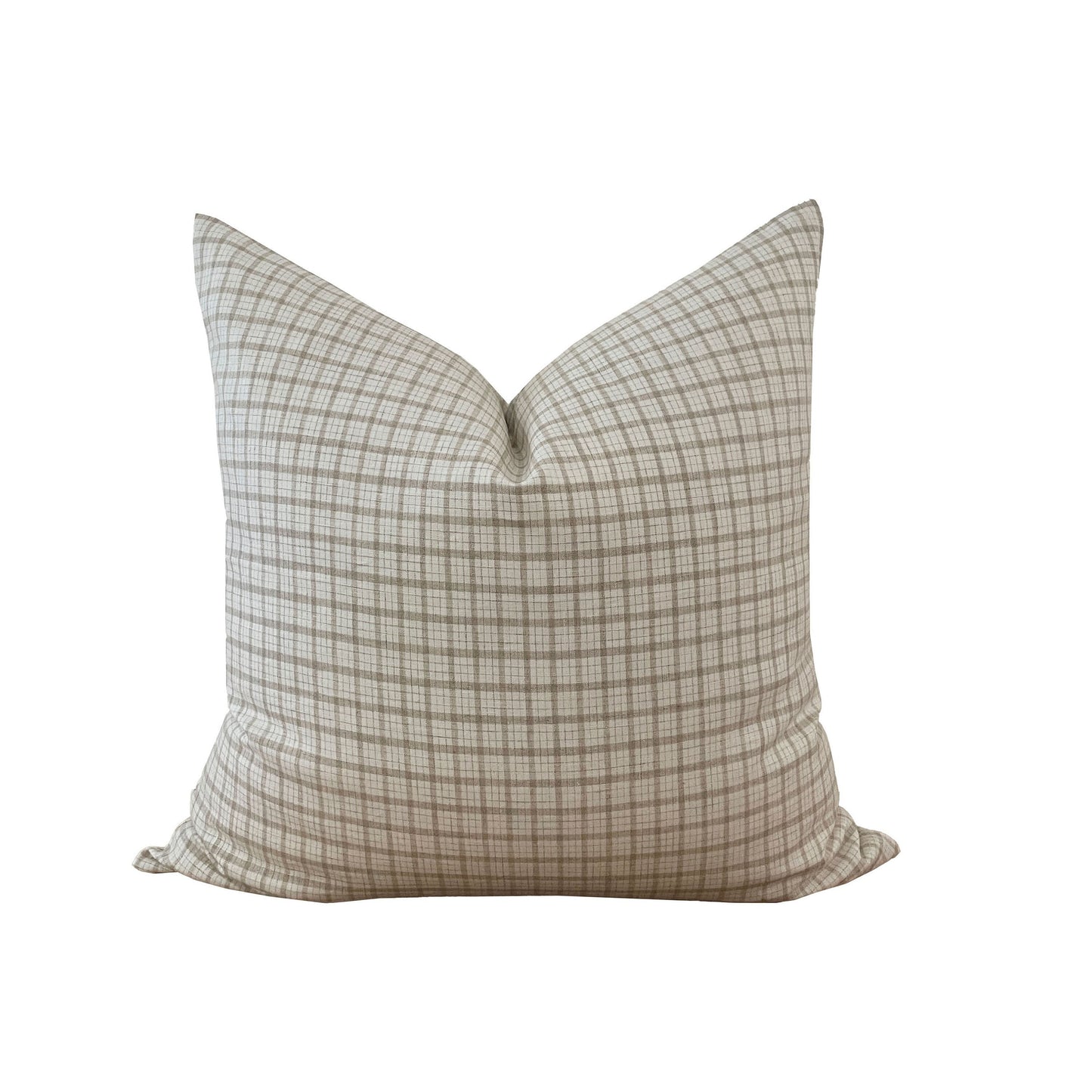 Cream and Natural Plaid Pillow Cover