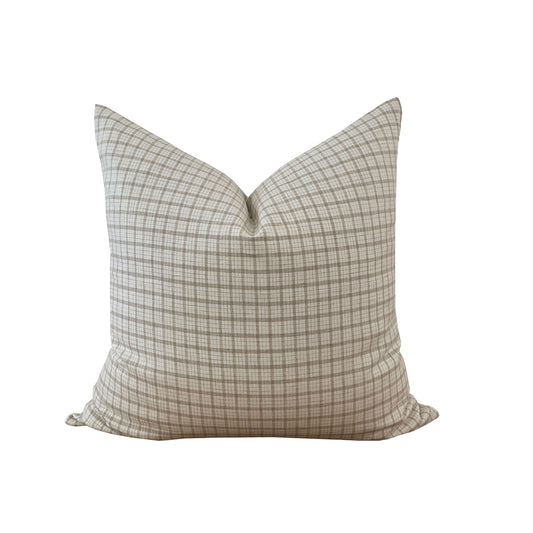 Cream and Natural Plaid Pillow Cover