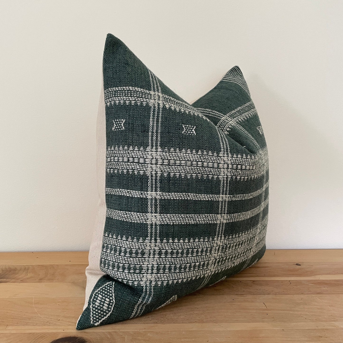 Green Wool Pillow Cover, Designer Woven Pillows