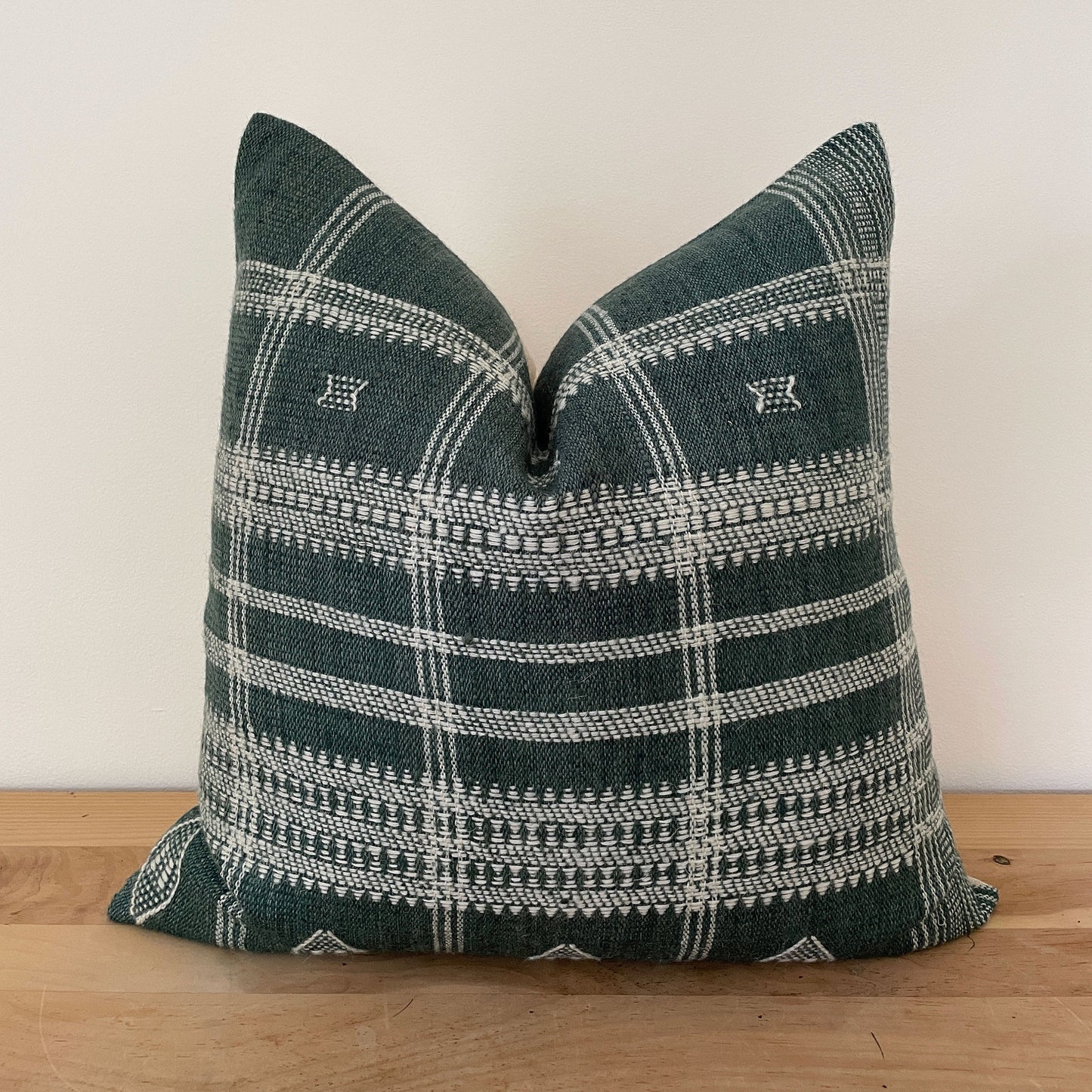 Green Wool Pillow Cover, Designer Woven Pillows