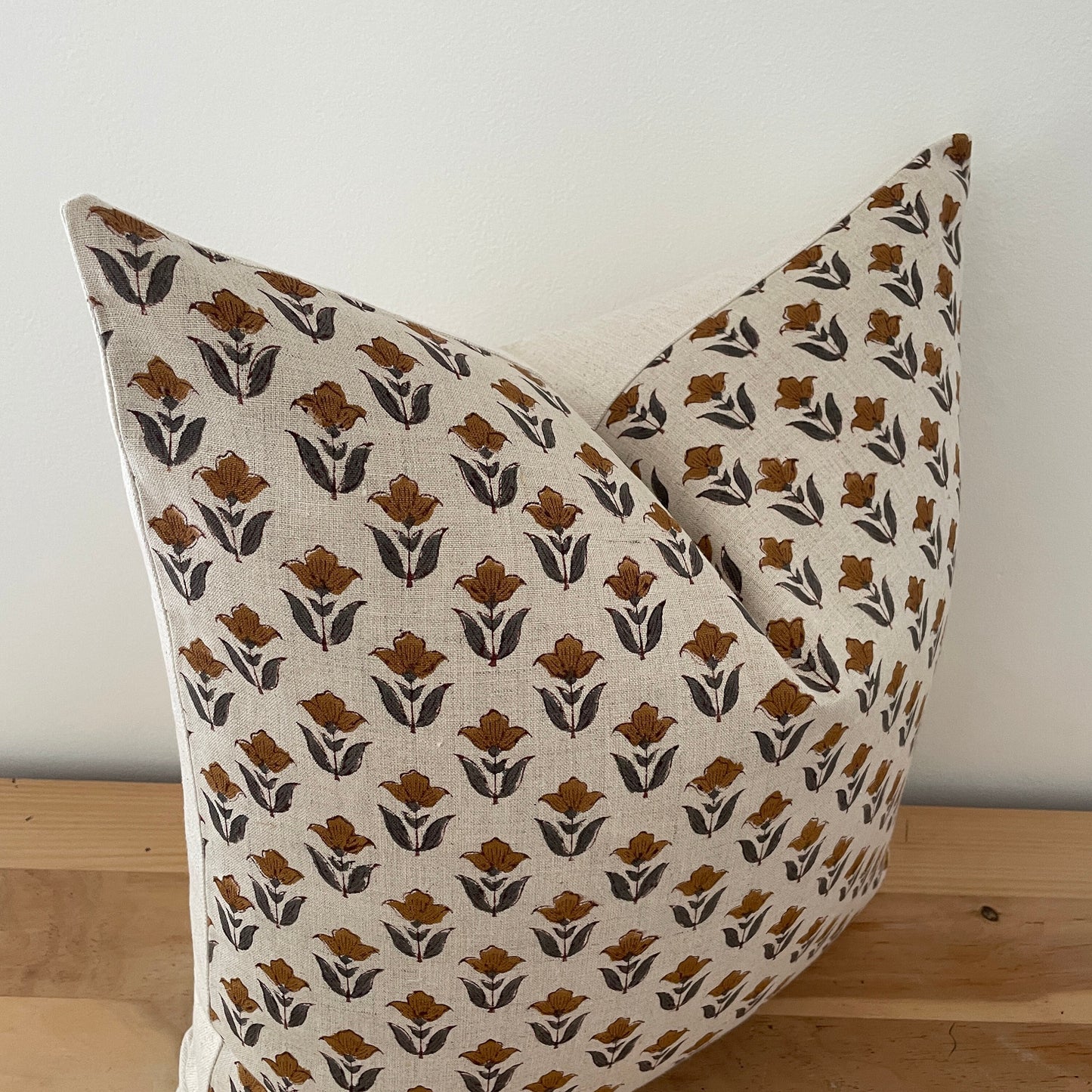 Floral Tulip Block Print Pillow Cover