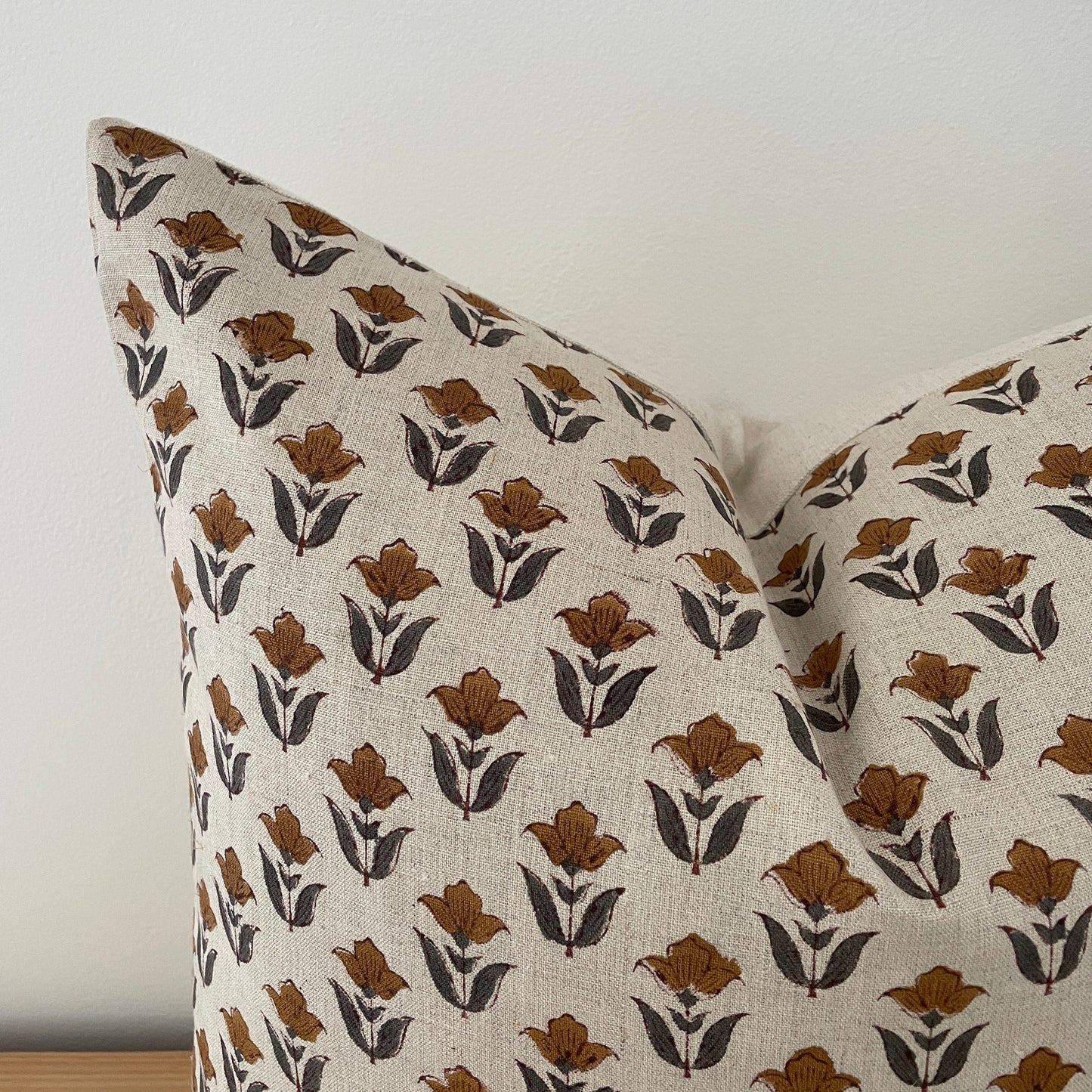 Floral Tulip Block Print Pillow Cover