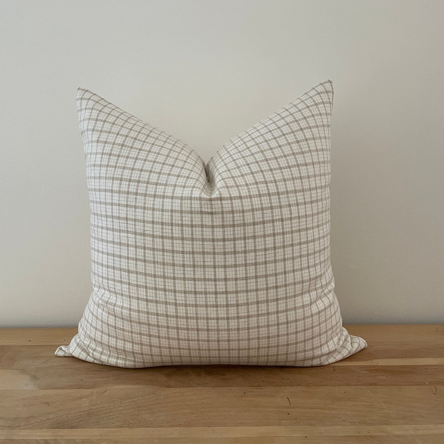 Cream and Natural Plaid Pillow Cover