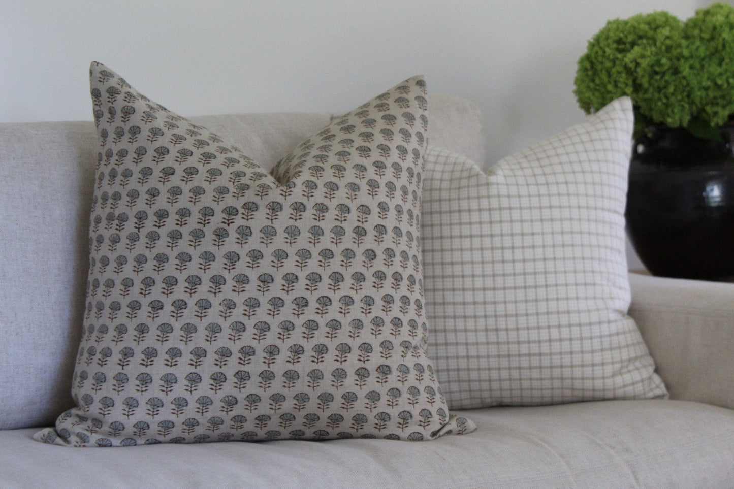 Cream and Natural Plaid Pillow Cover