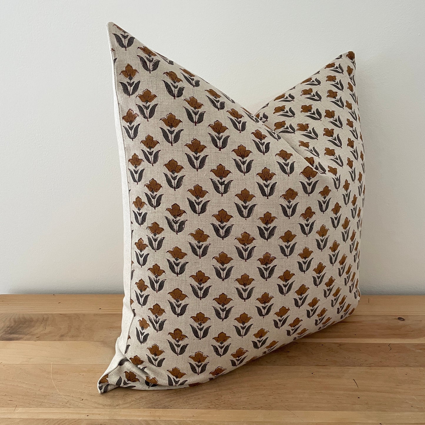 Floral Tulip Block Print Pillow Cover