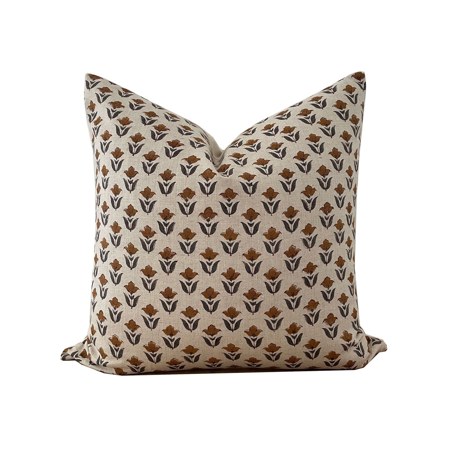 Floral Block Print Pillow Cover