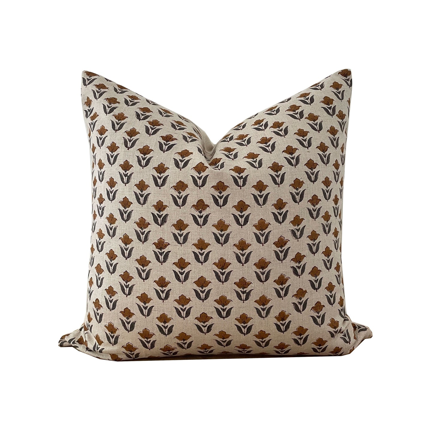 Floral Tulip Block Print Pillow Cover