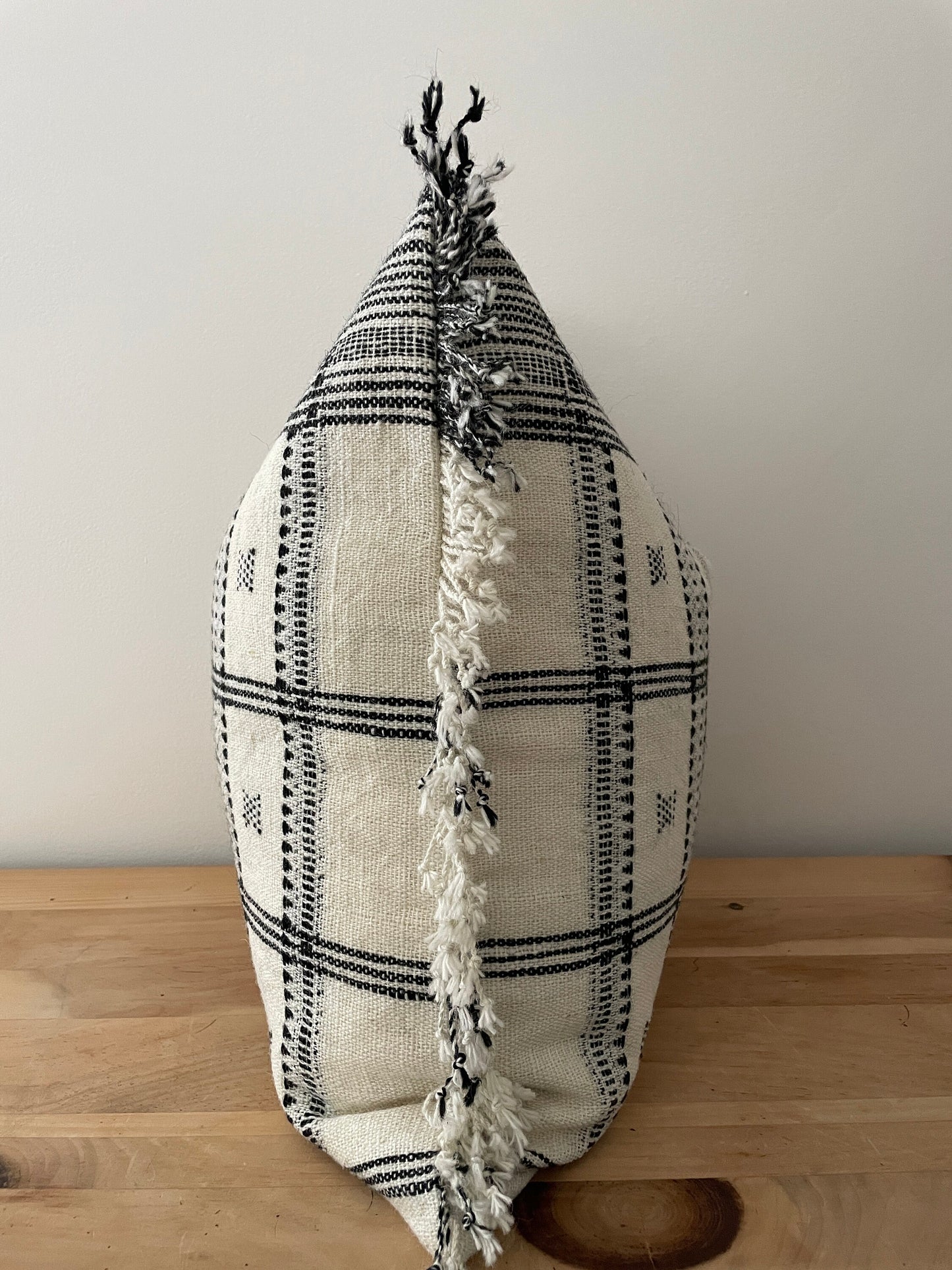 Ivory and Black Indian Wool Pillow Cover, Double Sided Pillow Cover