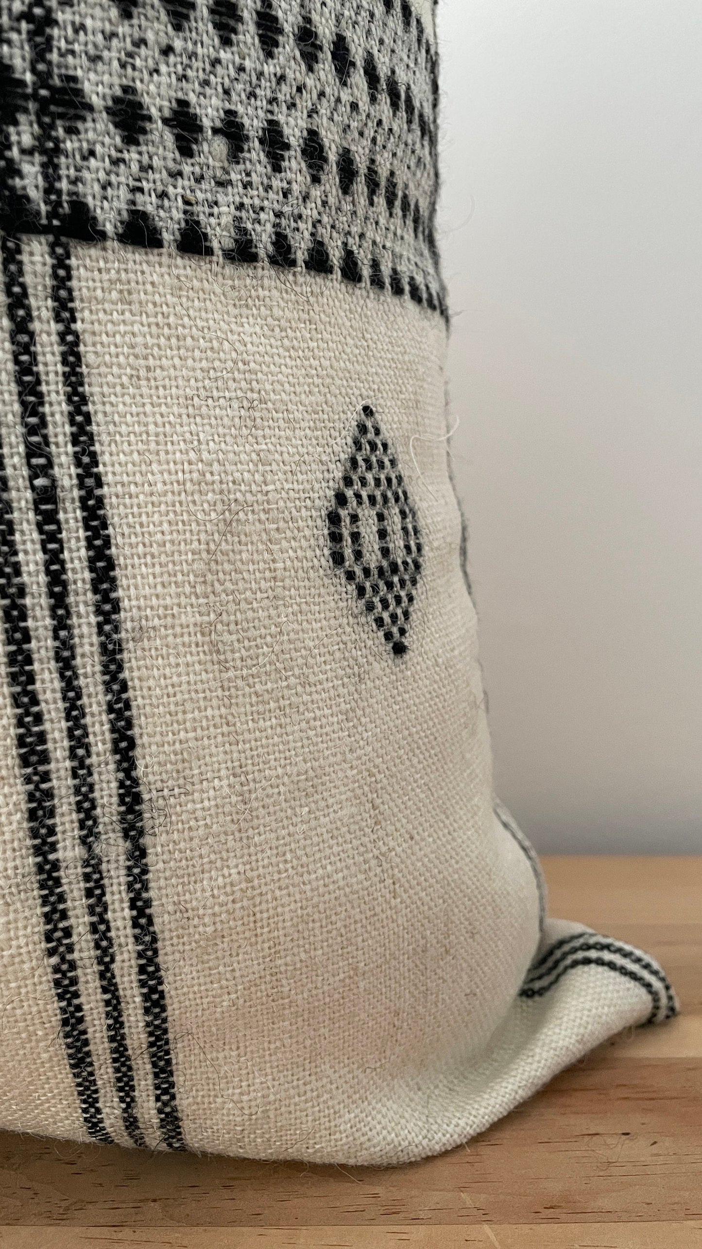 Ivory and Black Indian Wool Pillow Cover, Double Sided Pillow Cover