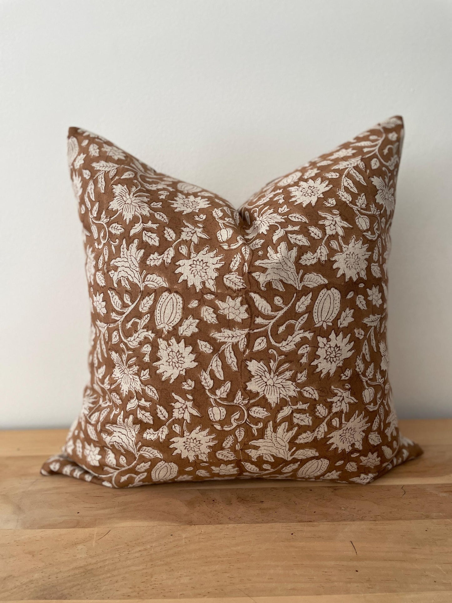 Brown Floral Block Print Pillow Cover | Dyelot 2