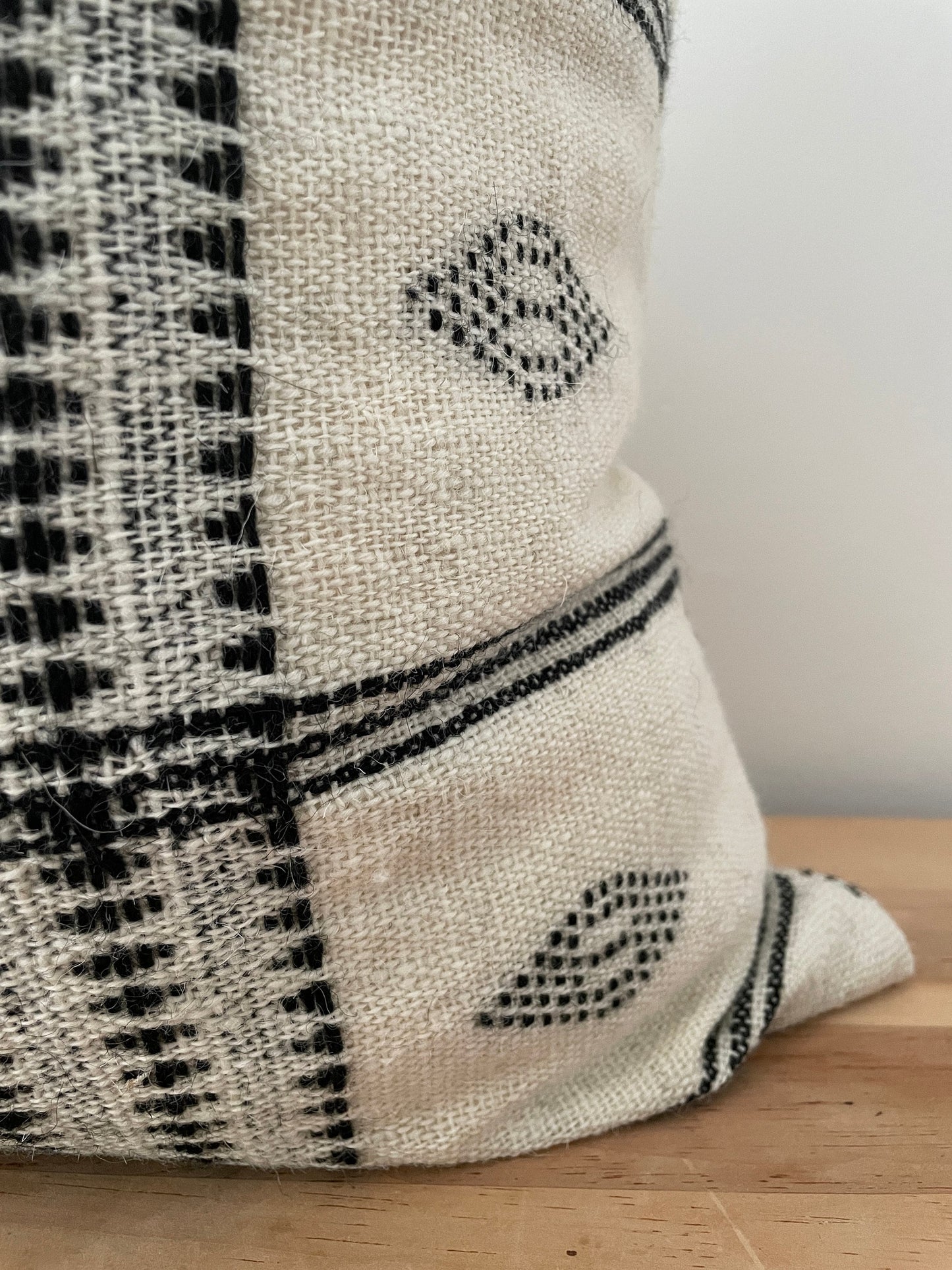 Ivory and Black Indian Wool Pillow Cover, Double Sided Pillow Cover