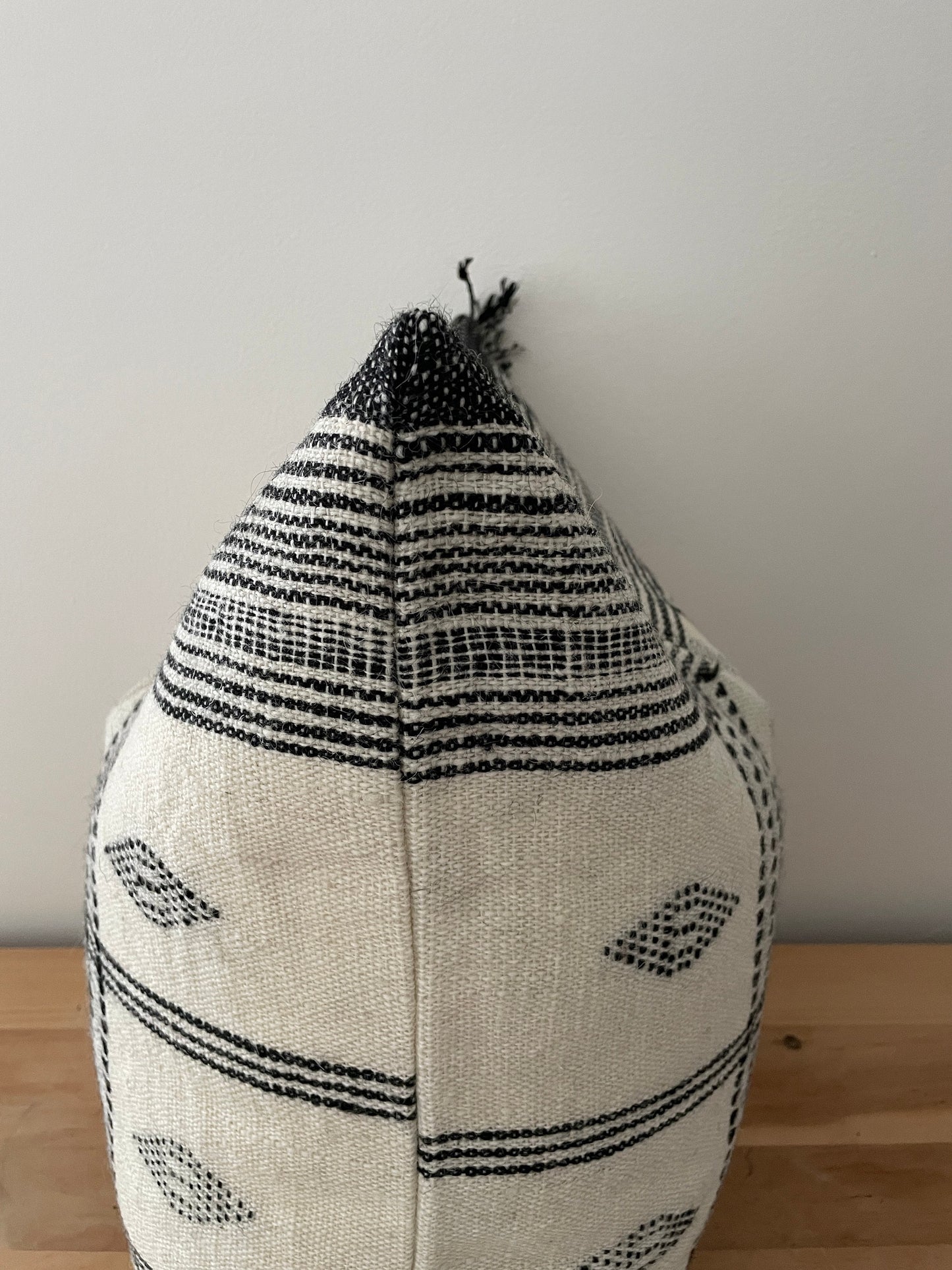 Ivory and Black Indian Wool Pillow Cover, Double Sided Pillow Cover