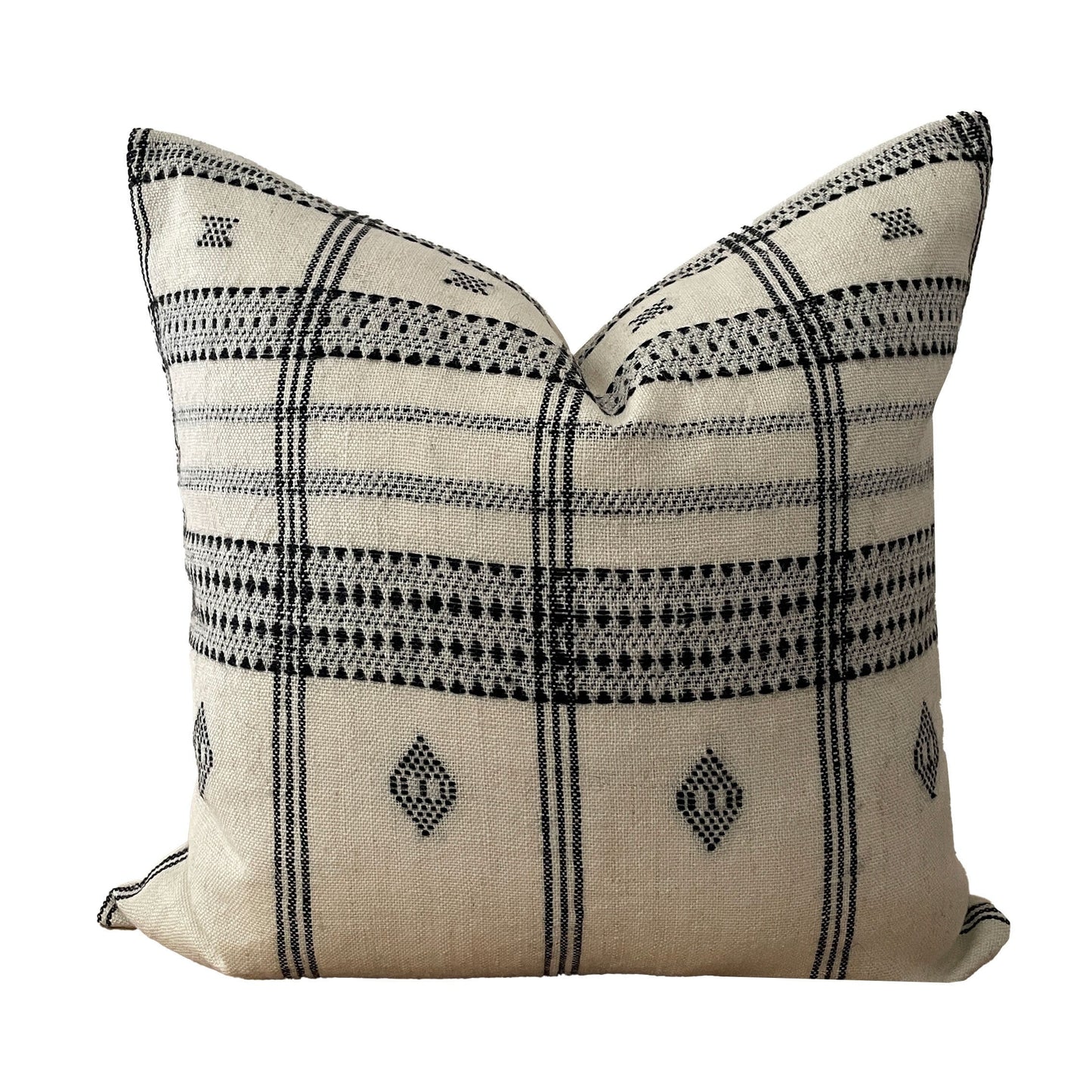 Ivory and Black Indian Wool Pillow Cover, Double Sided Pillow Cover