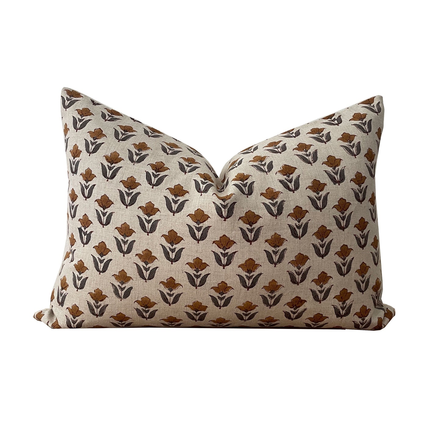 Floral Tulip Block Print Pillow Cover