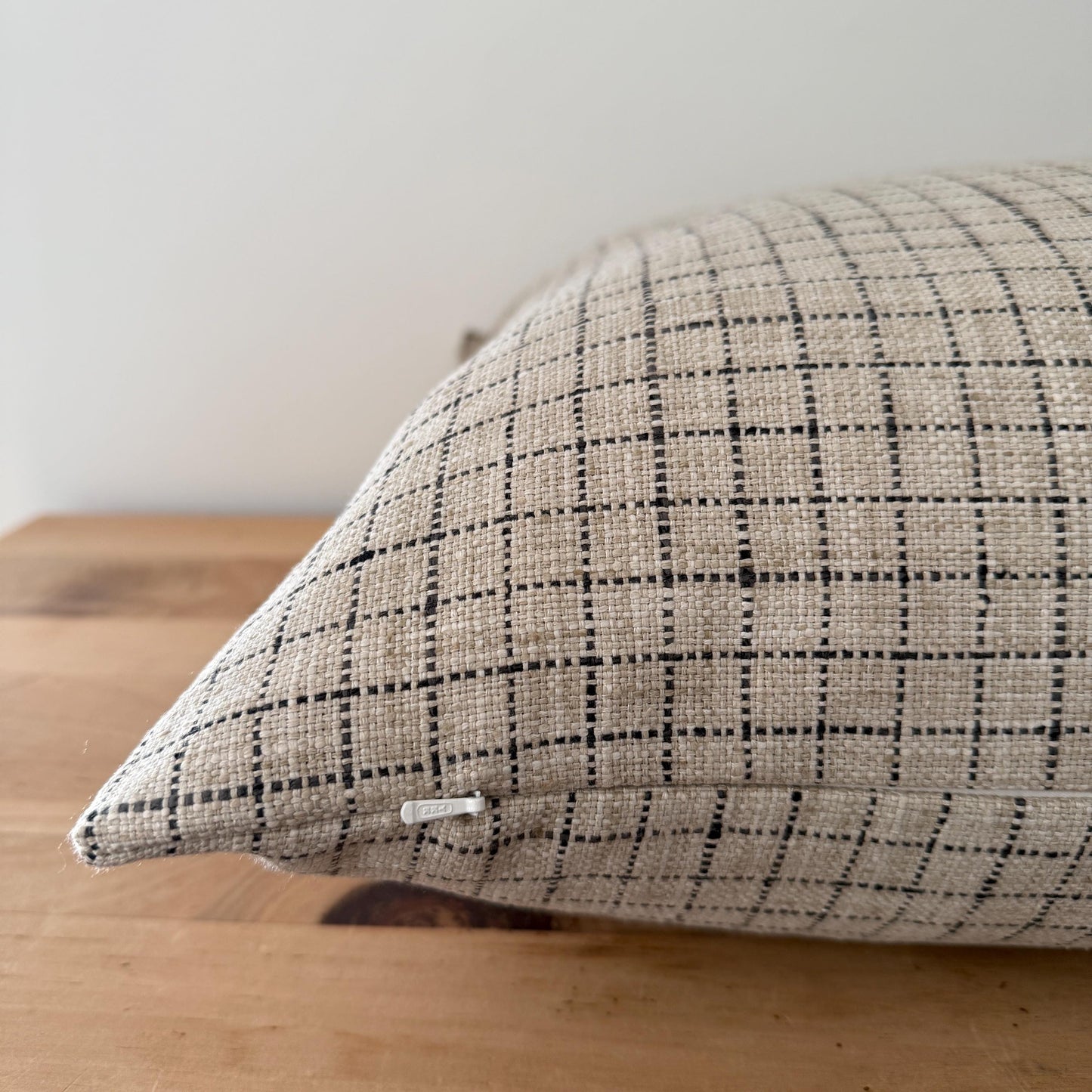 Black and Natural Woven Window Pane Plaid Pillow Cover, Designer Textured Pillow Cover, Small Window Pane Woven Plaid