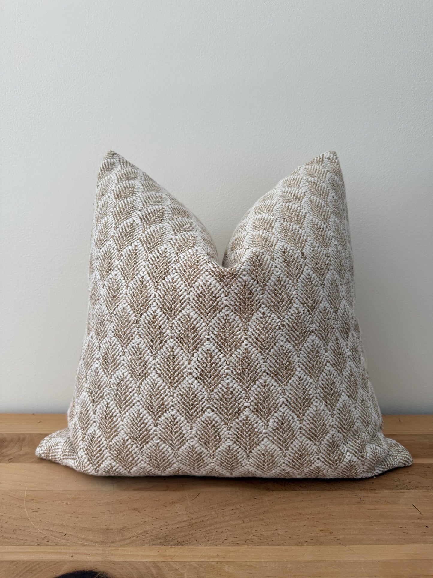 Woven Light Brown and Soft White Pillow Cover, Designer Pillow Covers