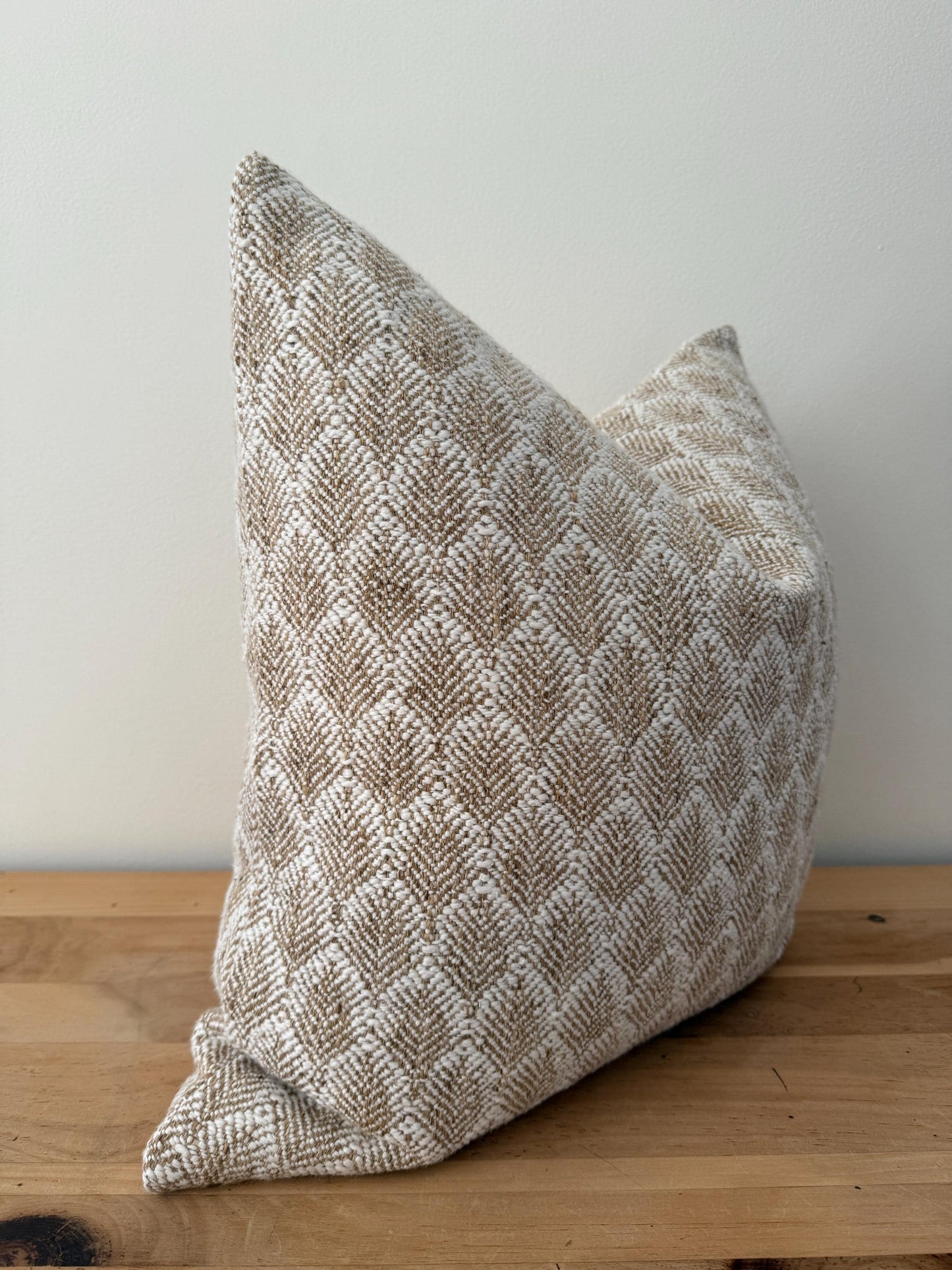 Woven Light Brown and Soft White Pillow Cover, Designer Pillow Covers