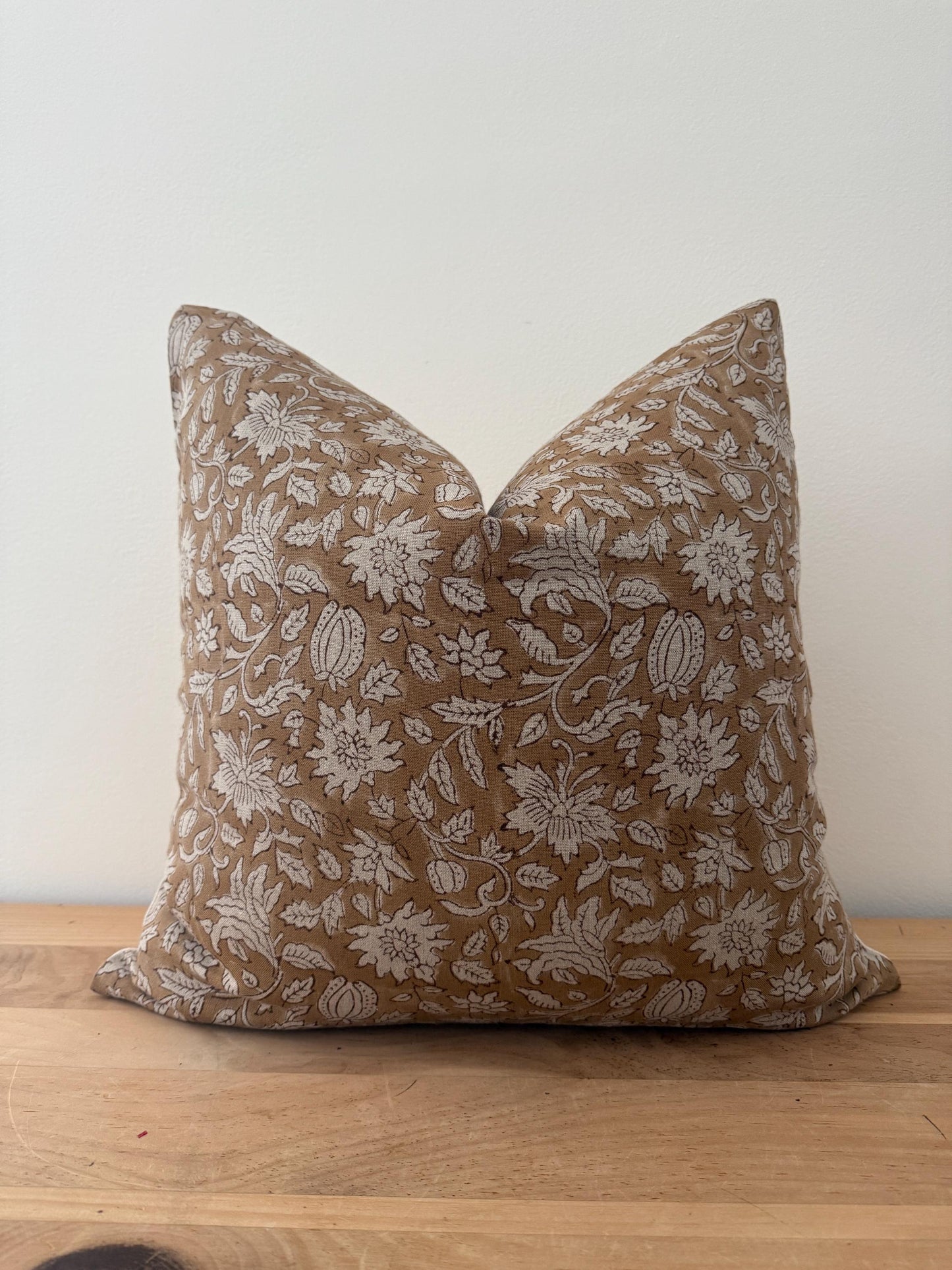 Neutral Pillow Set, Block Print Floral, Plaid and Stripe Pilllow Combo