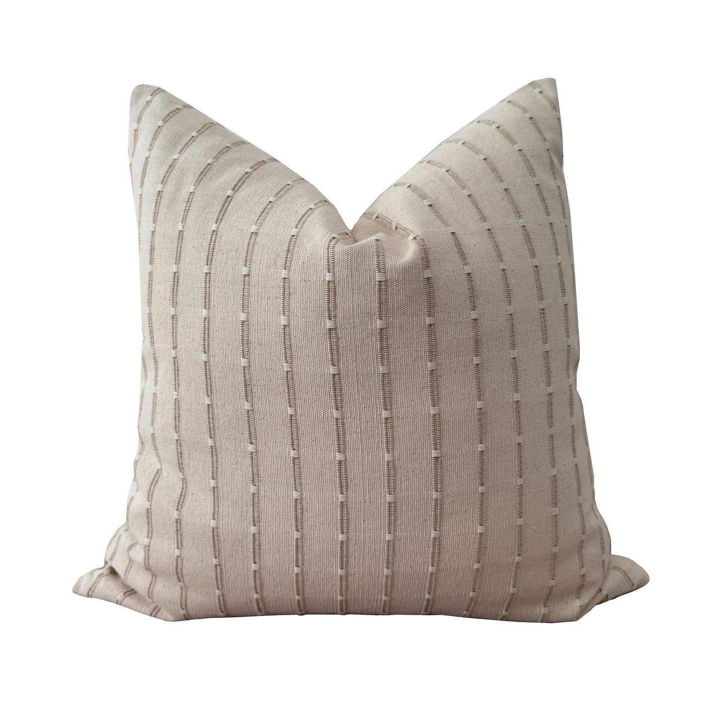 Cream and Light Ochre Stripe Pillow Cover, Hand-loomed Woven Pillow Cover